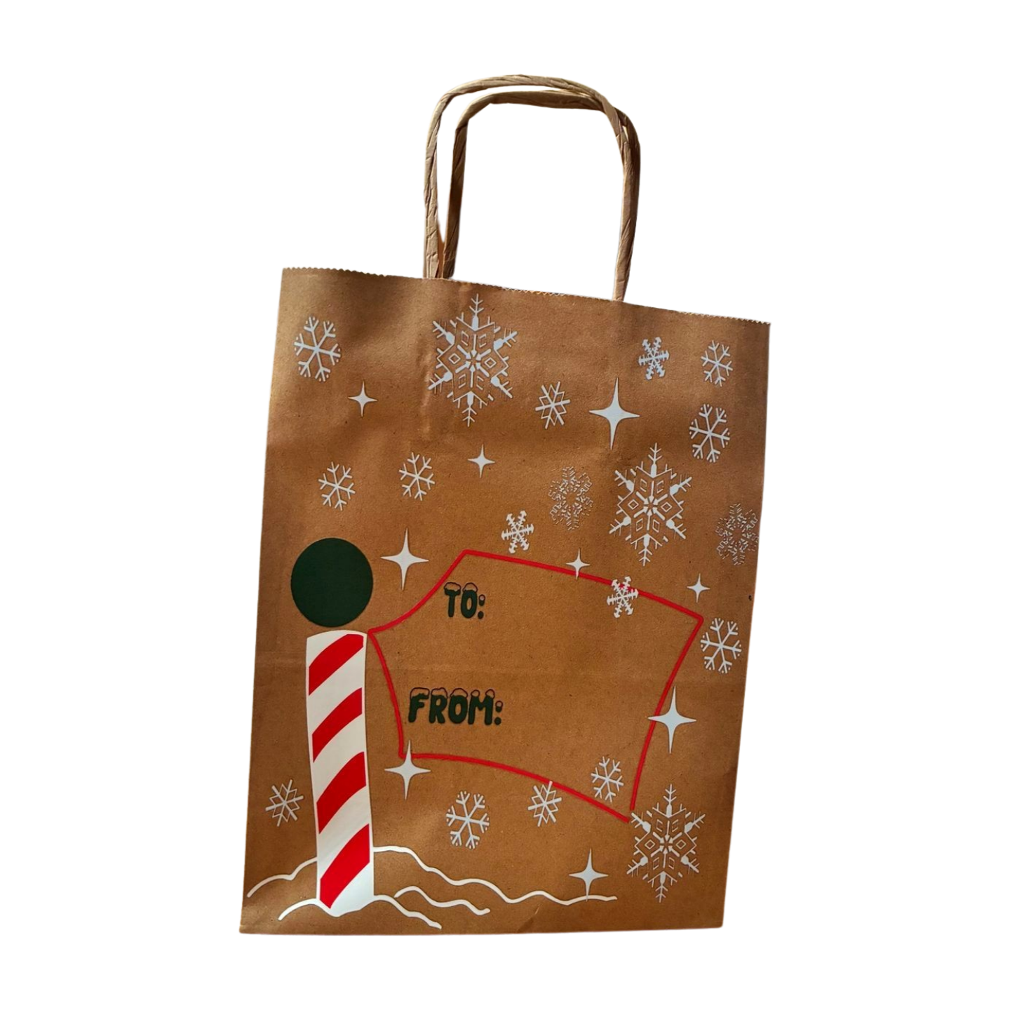 Snowflake Gift Bag with tissue paper and ribbon