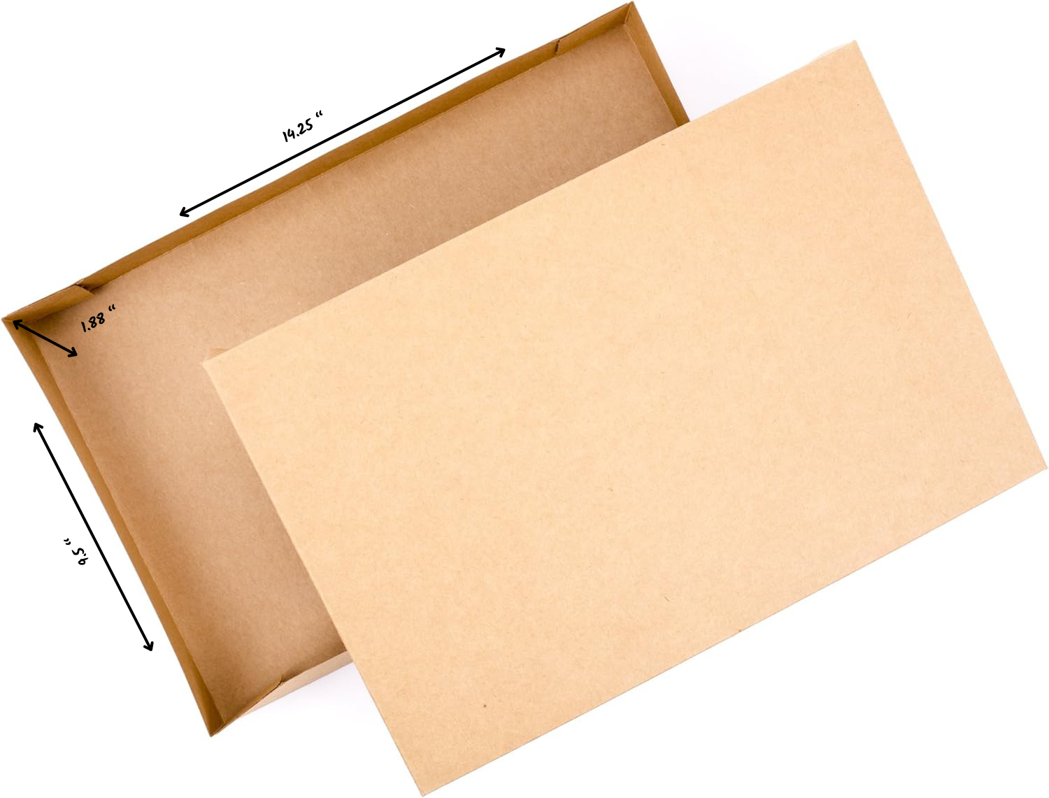 Two cardboard boxes with dimensions indicated on a white background