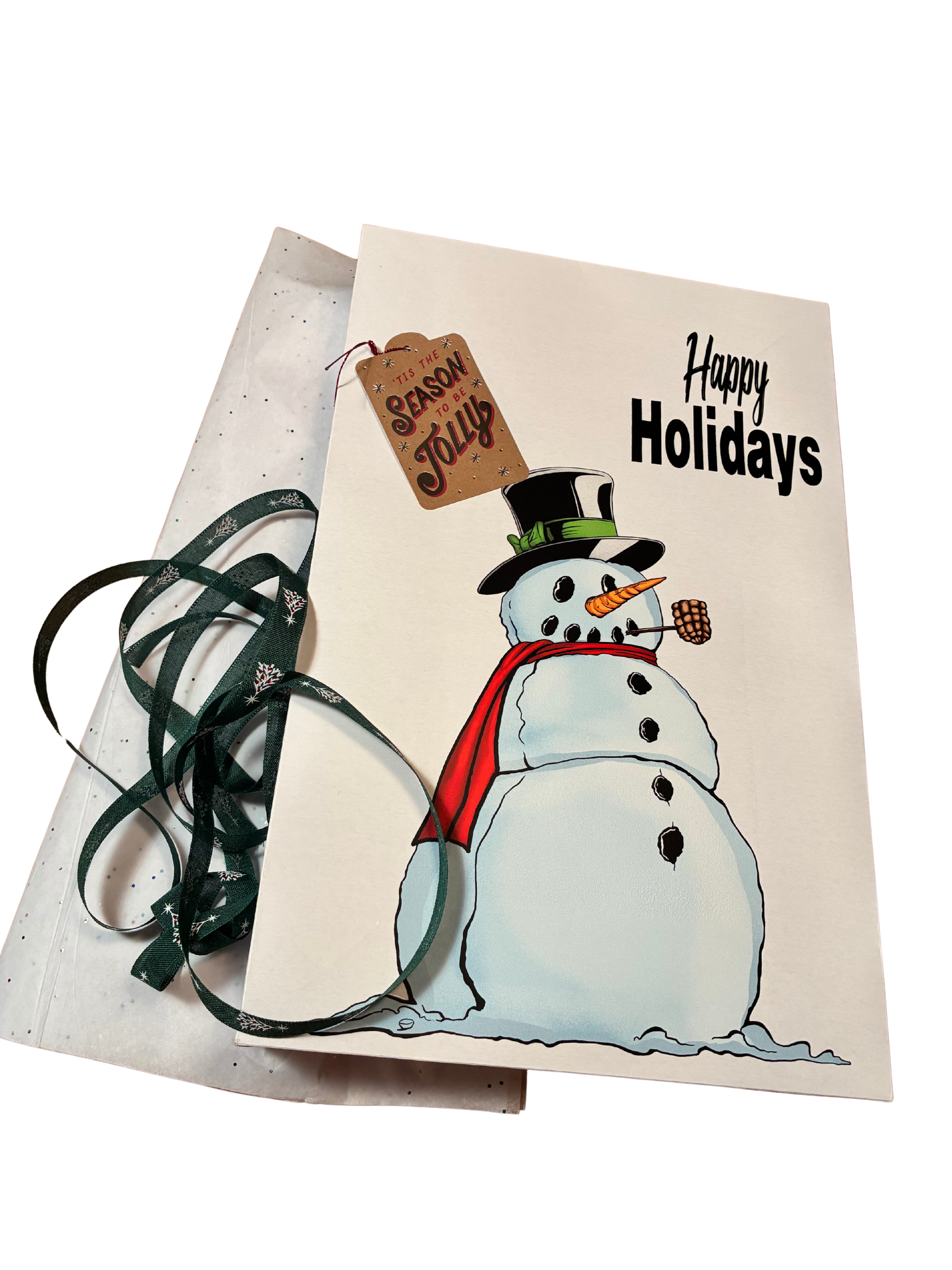 Snowman Gift Box with ribbon and gift tag